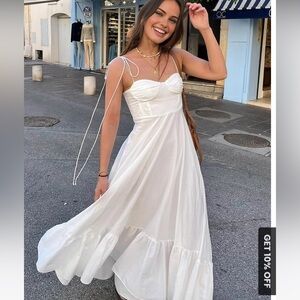 ZARA Ruffled Poplin Maxi Dress